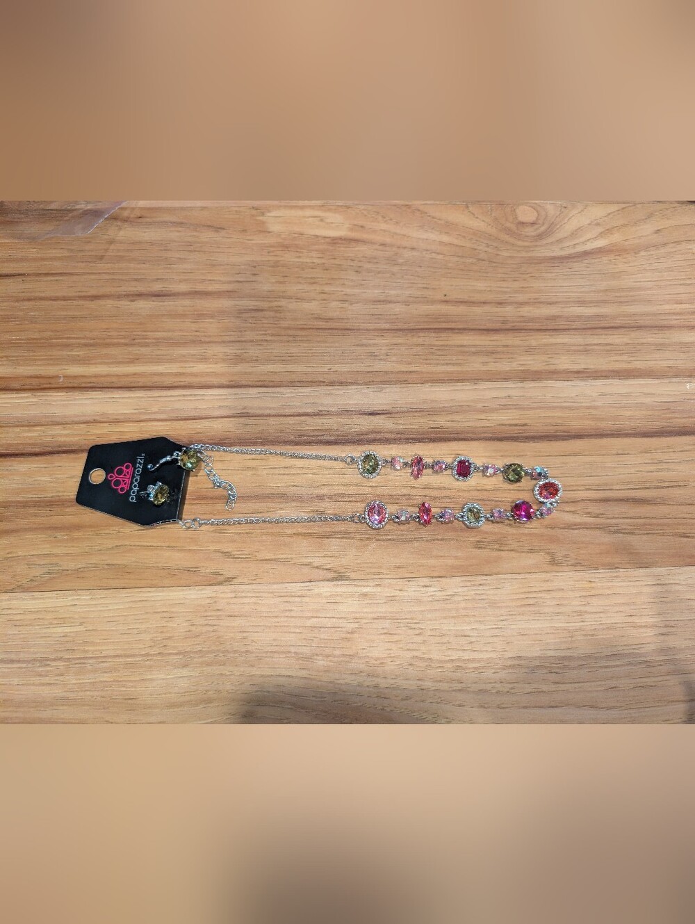 paparazzi Pink and Green Crystal Layered Necklace